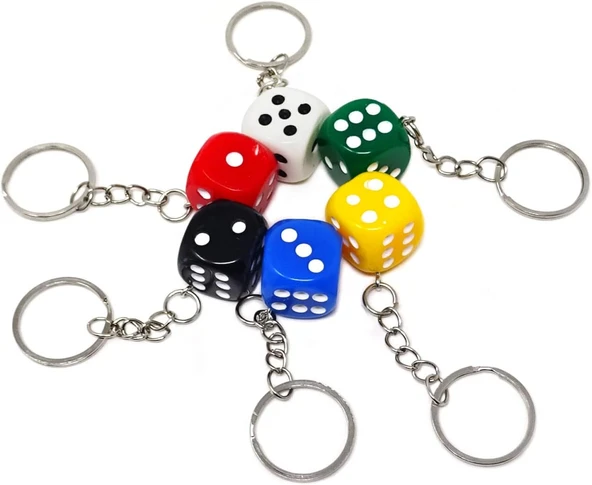 Zar Anahtarlık 1 Adet Araba Çanta Süs Anahtarlık - Mavi - 5