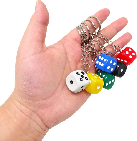 Zar Anahtarlık 1 Adet Araba Çanta Süs Anahtarlık - Mavi - 4