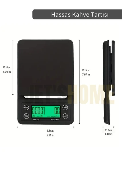 Dijital Tartı Göstergeli Hassas Kahve Tartısı Zamanlayıcı Yüksek Hassasiyetli LCD Aydınlatmalı - 2
