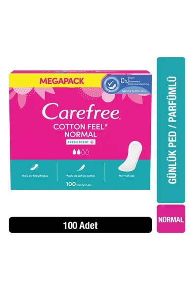 CAREFREE COTTON FEEL NORMAL PARFÜMLÜ GÜNLÜK PED 100'LÜ İÇ ADET