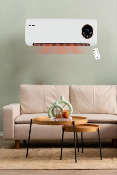 İnova Saturn Duvar Tipi Klimatik Turbo Fanlı Isıtıcı Elektrikli Soba Ve Vantilatör Dijital Ekranlı T - Resim 2