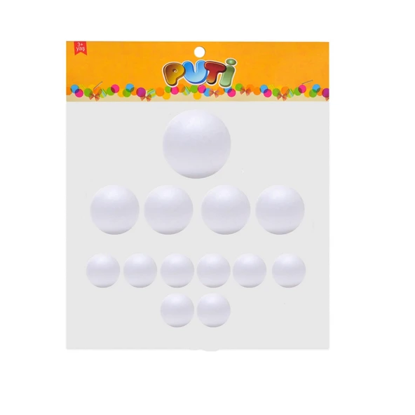 Puti Strafor Köpük Top Karışık Boy 6,5 cm-5 cm-3 cm 13 Adet (KOD : 06352) - 2