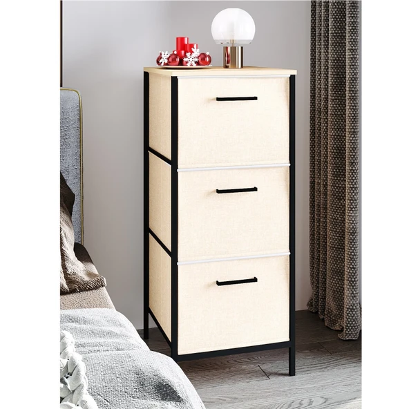 3 Çekmeceli Çok Amaçlı Dolap Büyük Boy Komodin Sehpa Çam 1619 - 4