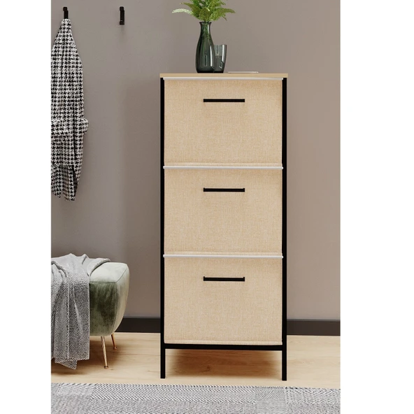 3 Çekmeceli Çok Amaçlı Dolap Büyük Boy Komodin Sehpa Çam 1619 - 3