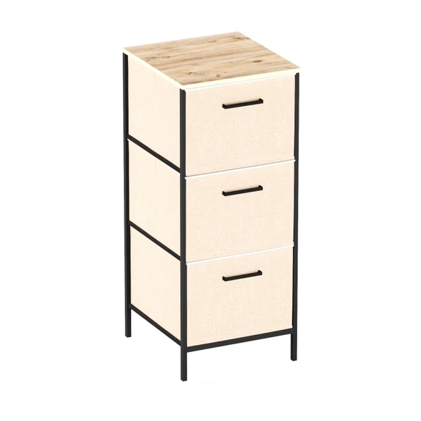 3 Çekmeceli Çok Amaçlı Dolap Büyük Boy Komodin Sehpa Çam 1619 - 7