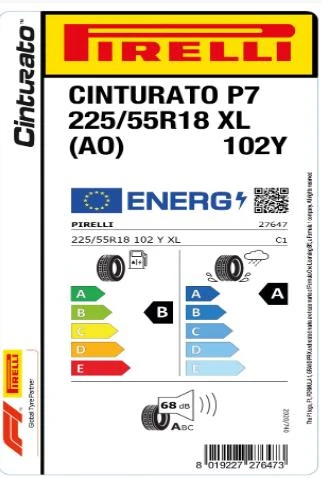 Pirelli 225/55 R18 102Y XL Cinturato P7  (AO) Oto Yaz Lastiği ( Üretim : 2024 ) - Resim 2