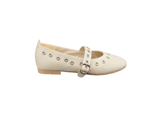 Merry Pace 846754Z Zımba Delikli Tek Bant Günlük Şık Kadın Babet Ayakkabı - 5