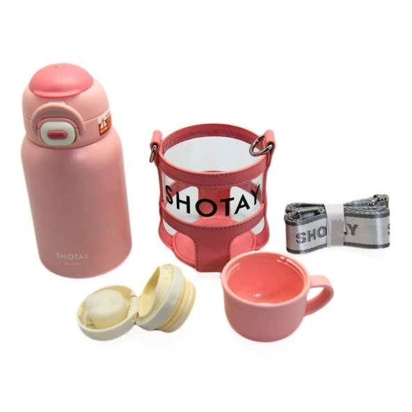 Shotay Turtle Çocuk Termos Matara 520Ml Pembe - 4