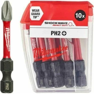 Milwaukee BİTS UÇ PH2 50mm 10LU PKT SHOCKWAVE