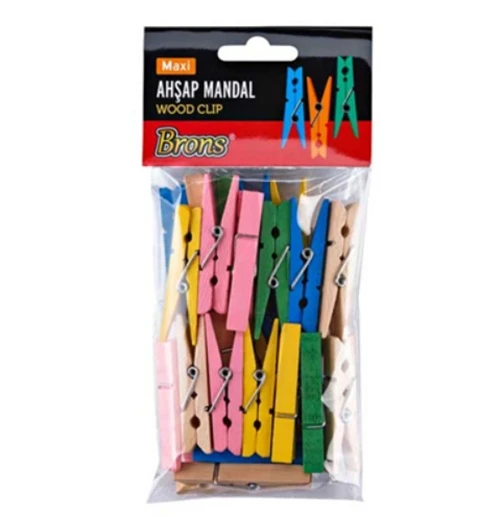 Brons Renkli Ahşap Mandal Büyük 24Lü - 2 paket