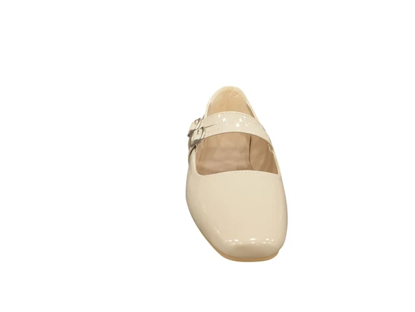 Ventes 5551301Z Küt Burun Çift Bantlı Günlük Şık Rugan Kadın Babet Ayakkabı - 7