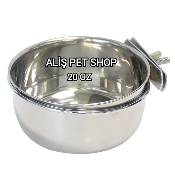 ALİŞPET Vidalı Çelik Kafes Yemliği 20 Oz ürün görseli 1
