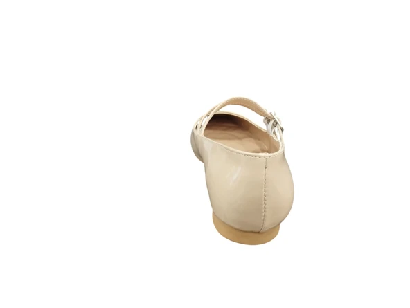 Ventes 5551301Z Küt Burun Çift Bantlı Günlük Şık Rugan Kadın Babet Ayakkabı - 8