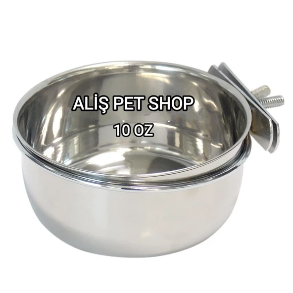 ALİŞPET Vidalı Çelik Kafes Yemliği 10 Oz ürün görseli 1