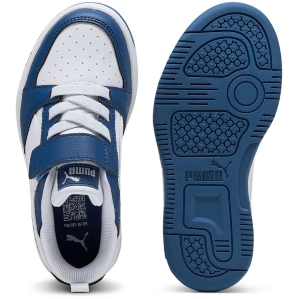 Puma Rebound V6 Lo AC+PS Beyaz/Mavi Çocuk Ayakkabı / Sneaker -  397419 21 - 2