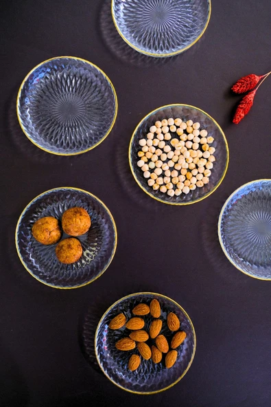 TABAK EVİ Altın Yaldız Eğimli Cam Kase 12cm 6 lı 2493 - 8