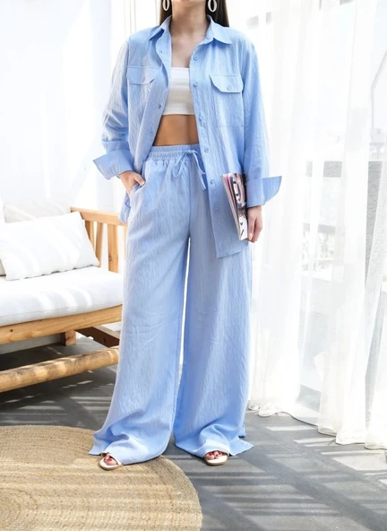 Keten Gömlek Ve Pantolon İki̇li̇ Takim - 3