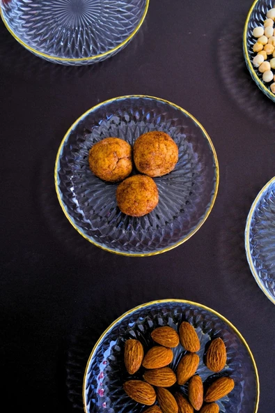 TABAK EVİ Altın Yaldız Eğimli Cam Kase 12cm 6 lı 2493 - 6