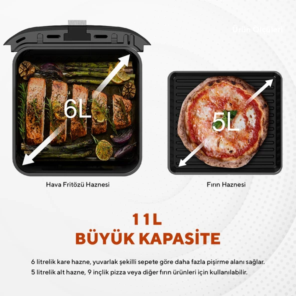 Kumtel XXL 11 Litre Çift Hazneli Fastfryer (Yağsız Fritöz Airfryer ) HAF-11 - 4