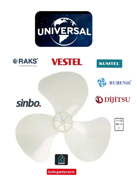 Vestel Rubenis  Dijitsu Kumtel Sinbo Vantilatör Pervanesi 3 Kanat Kristal