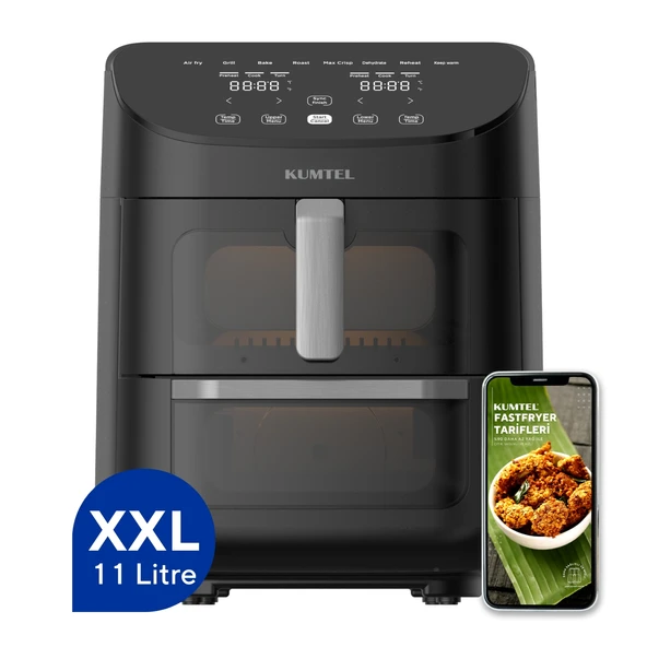 Kumtel XXL 11 Litre Çift Hazneli Fastfryer (Yağsız Fritöz Airfryer ) HAF-11
