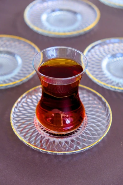 TABAK EVİ Altın Yaldız Cam Çay Tabağı 12cm 6 lı 2494 - 6
