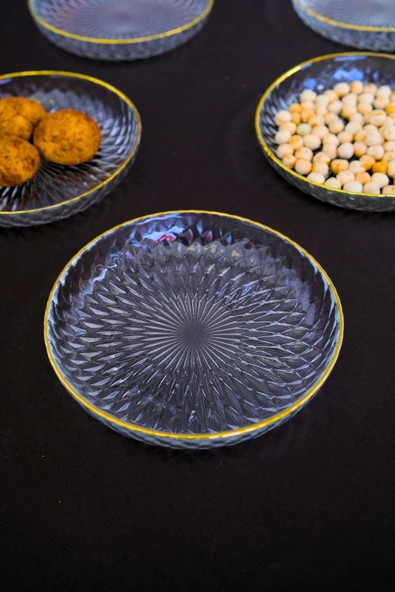 TABAK EVİ Altın Yaldız Eğimli Cam Kase 12cm 6 lı 2493 - 2