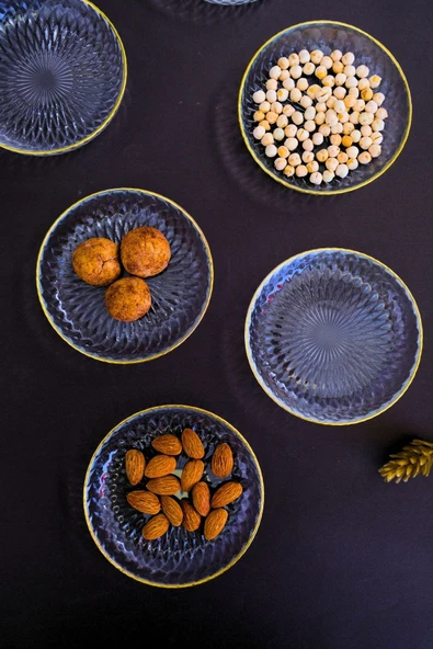 TABAK EVİ Altın Yaldız Eğimli Cam Kase 12cm 6 lı 2493 - 4