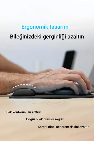 SonicTouch Bilek Destekli Kedili Siyah Dikdörtgen Pürüzsüz Yüzey Dikişsiz Mouse Pad 18x22cm - 3