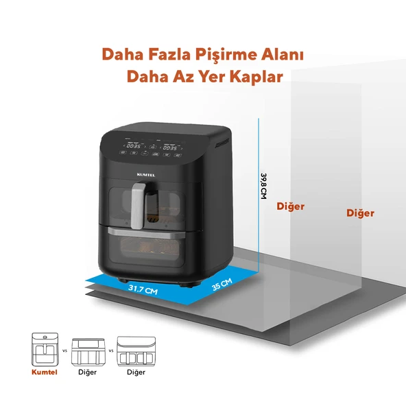 Kumtel XXL 11 Litre Çift Hazneli Fastfryer (Yağsız Fritöz Airfryer ) HAF-11 - 8