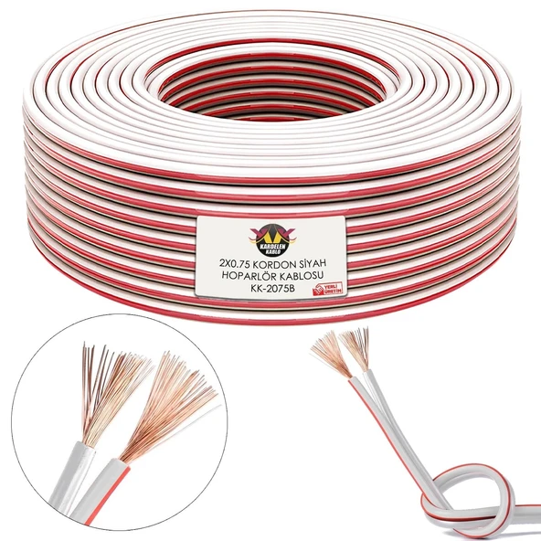 Hoparlör Kablosu Kordon 2X0.75 Zayıf Akım Led Kablosu Beyaz 100 Metre