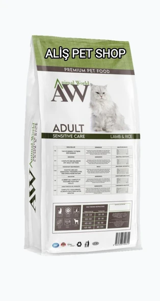 ANİMAL WORLD Kuzu Etli Pirinçli Yetişkin Kedi Maması 15 Kg - 2