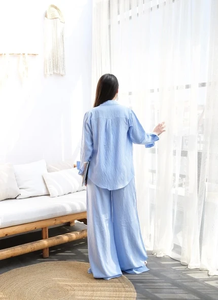 Keten Gömlek Ve Pantolon İki̇li̇ Takim - 2