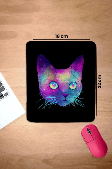 SonicTouch Bilek Destekli Kedili Siyah Dikdörtgen Pürüzsüz Yüzey Dikişsiz Mouse Pad 18x22cm - 2