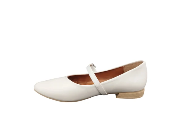 Merry Pace 2343340Z Tek Bant Dar Kalıp Yuvarlak Burun Günlük Kadın Babet Ayakkabı - 2