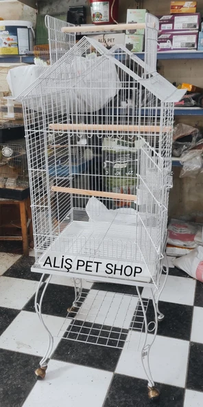 Papağan Kafesi Sehpalı Beyaz 51x51x139 cm - 3