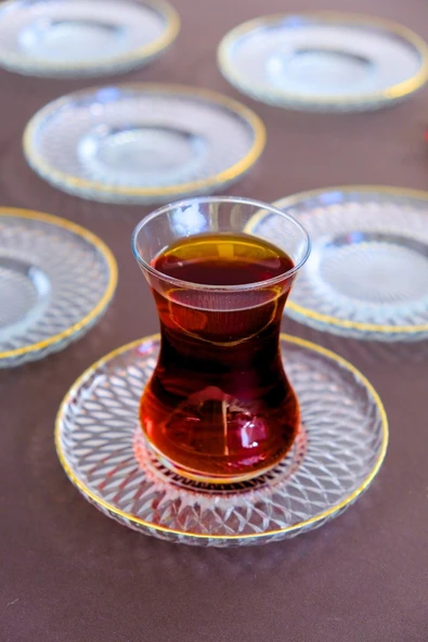 TABAK EVİ Altın Yaldız Cam Çay Tabağı 12cm 6 lı 2494 - 4