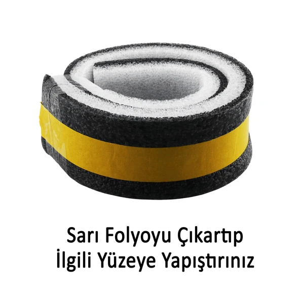 Yapışkanlı Kapı Altı Eşik Süngeri İnce Köpük Soğuk İzolasyon Bandı Fitili Toz Böcek Engelleme 90 cm - 4