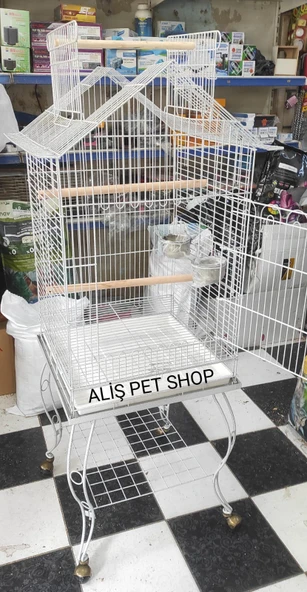 Papağan Kafesi Sehpalı Beyaz 51x51x139 cm - 2