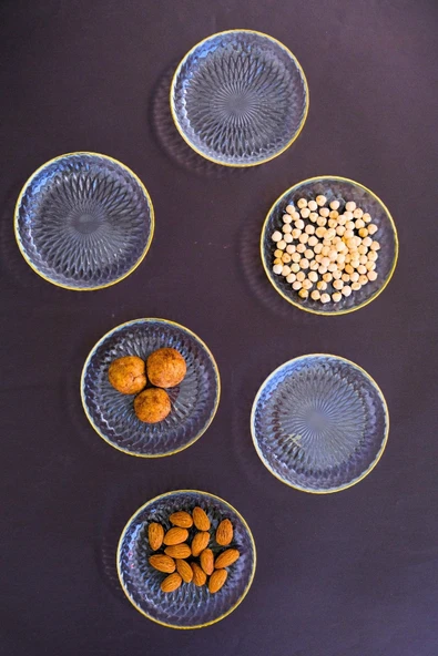 TABAK EVİ Altın Yaldız Eğimli Cam Kase 12cm 6 lı 2493 - 5