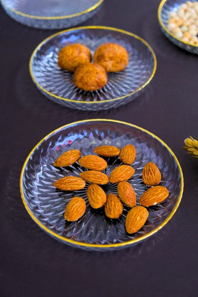 TABAK EVİ Altın Yaldız Eğimli Cam Kase 12cm 6 lı 2493 - 3