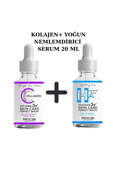 PROCSIN C Vitamini Aydınlatıcı +PROCSIN Yoğun Nemlendirici Hyaluronik Asit Serum 20 ML