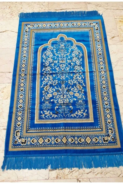 Dokumacı Kadife Namaz Seccadesi Lüx-mavi - 3