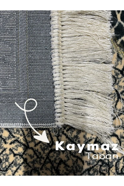 Buhara Tekstil Modern Desenli Şık Altın Sarısı Kadife Seccade - 3