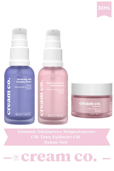 Cream Co. Gözenek Sıkılaştırıcı Dolgunlaştırıcı Cilt Tonu Eşitleyici Cilt Bakım Seti