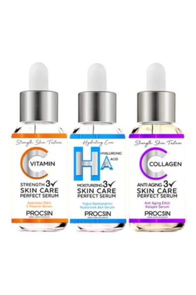 PROCSIN C Vitamini Serum 20ml-hyaluronic Asit 20ml-kolajen Serum 20 ml Cilt Bakım Seti