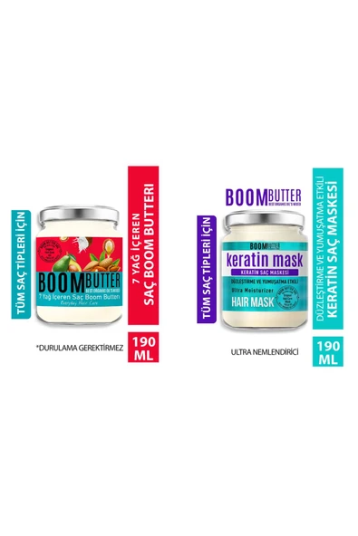 PROCSIN Boom Butter Saç Bakım Yağı 190 ML+ Boom Butter Güçlendirici Onarıcı Keratin Saç Maskesi 190 ML