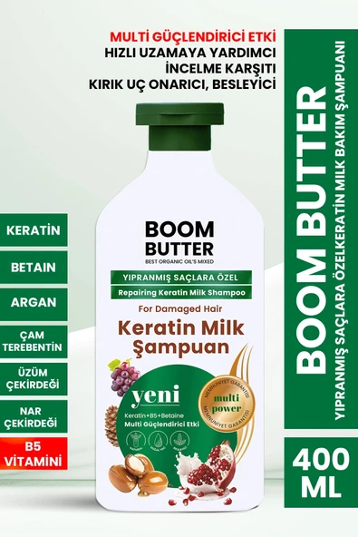 BOOM BUTTER Multifonksiyonel (7 AKTİF) Keratin Milk Şampuan 400 ml