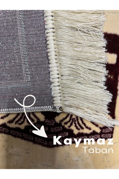 Buhara Tekstil Kabe ve Geometrik Desenli Altın Sarısı Kadife Seccade - 3