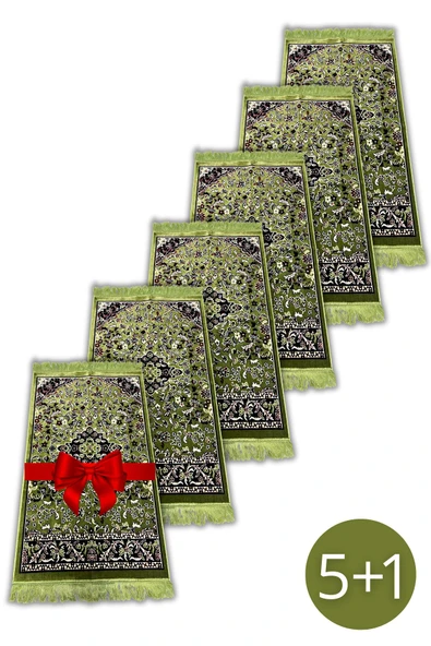 Buhara Tekstil Çiçek Bahçesi Dokuma 5 +1 Hediye Yeşil Seccade Seti
